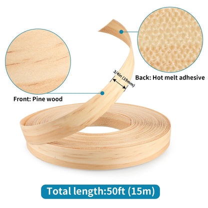 3/4" X 50' Preglued Pine Edge Banding for Woodworking (No Part Numbers)