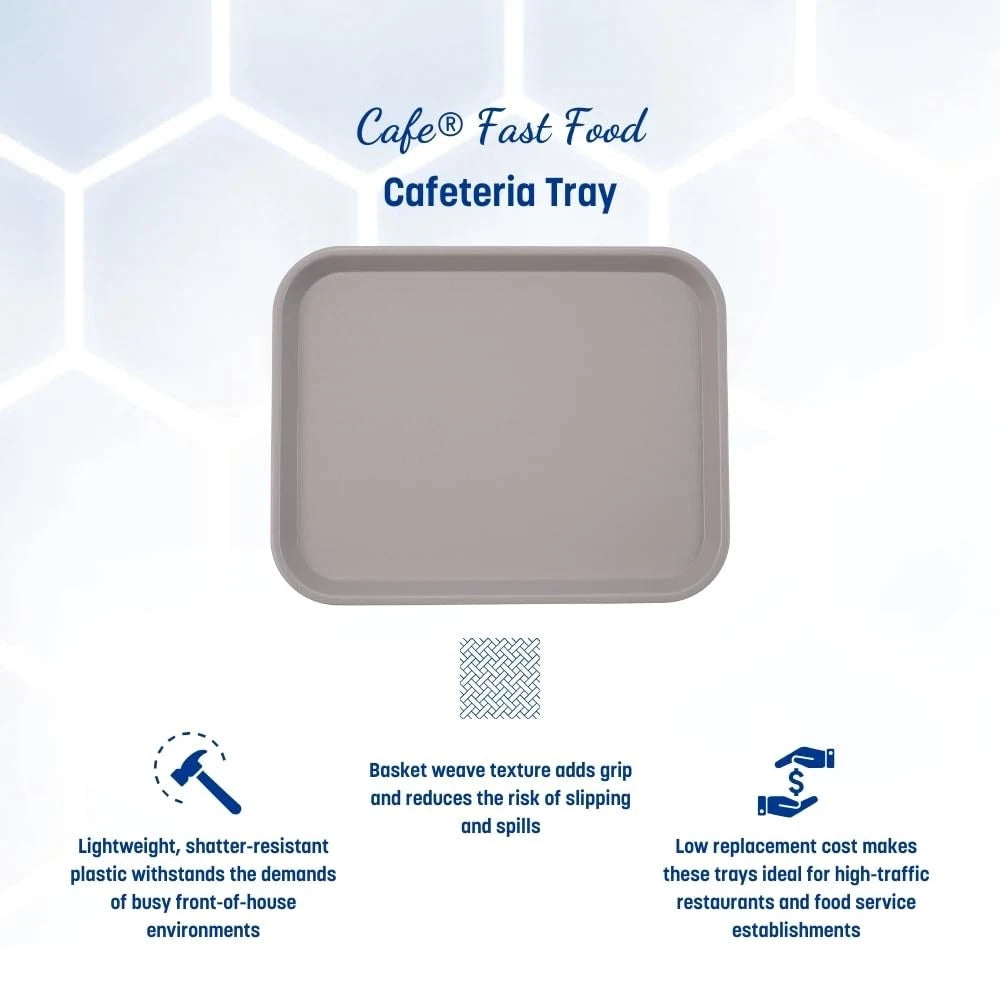 Set of 12 Gray Cafeteria Trays for Fast Food Restaurant (Commercial)