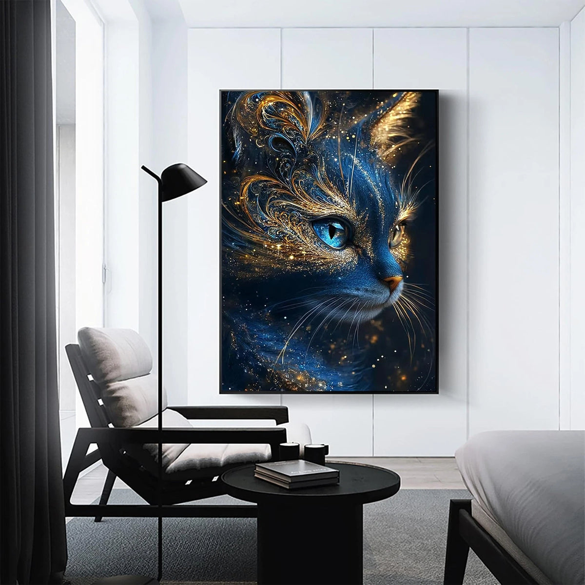 5D Black Cat Diamond Painting Kit for 12x16 Inches