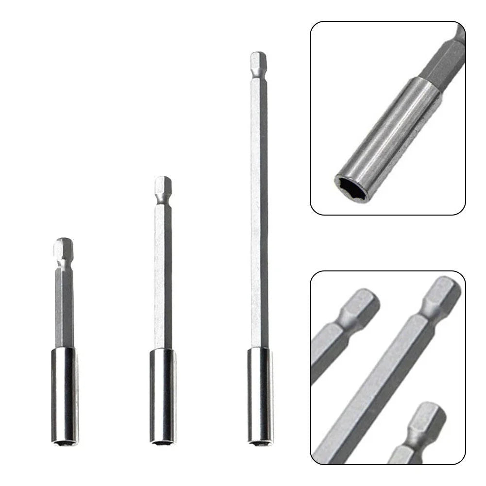 3PC Screw Bit Extension Rods for Quick Change (14 Inch, 75mm, 100mm, 150mm)
