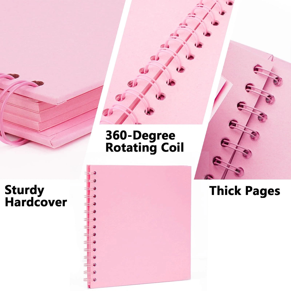 8x8 Inch Scrapbook Photo Album for DIY Projects (Spiral, 40 Pages, Pink)