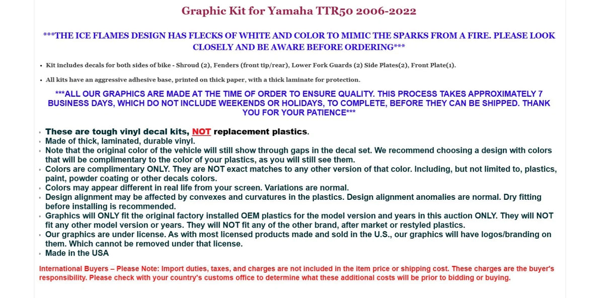 Graphic Stickers for Yamaha TTR50 (2006–2022)