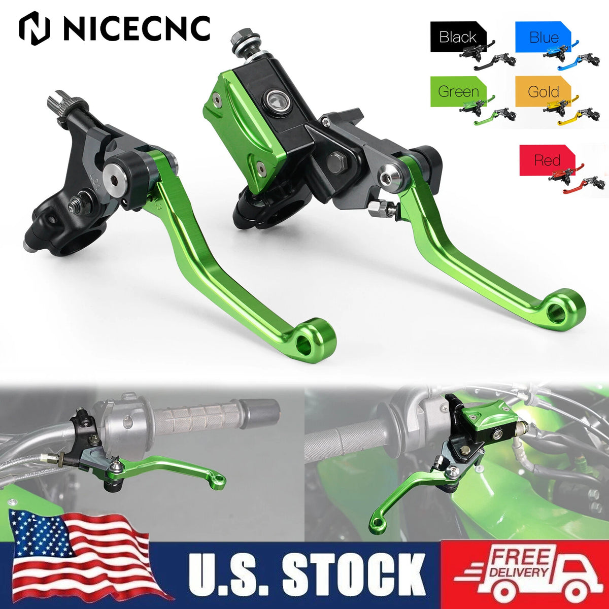 Hydraulic Brake Cable Clutch Levers Assembly for Kawasaki Dirt Bikes (MX, Enduro)