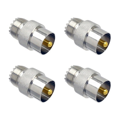 Set of 4 PL259 to SO239 Push On Adapters for Ham Radio Antenna Connector