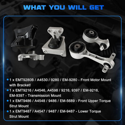 4X Motor Trans Mounts for Honda Civic 2006–2011 (A4530, A4546, A4547, A4548)