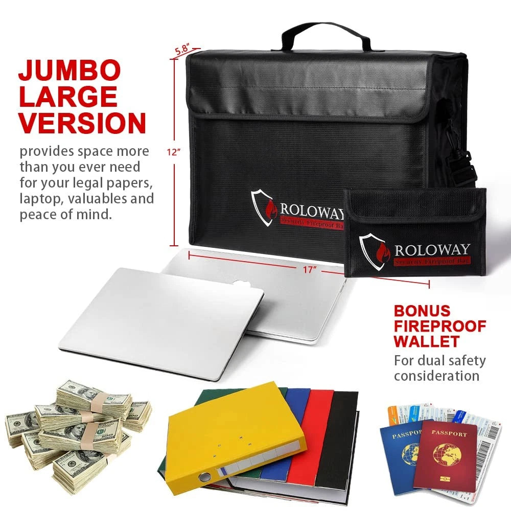 Fireproof Bag Set of 2 (XX-Large + Small) for Safe Storage