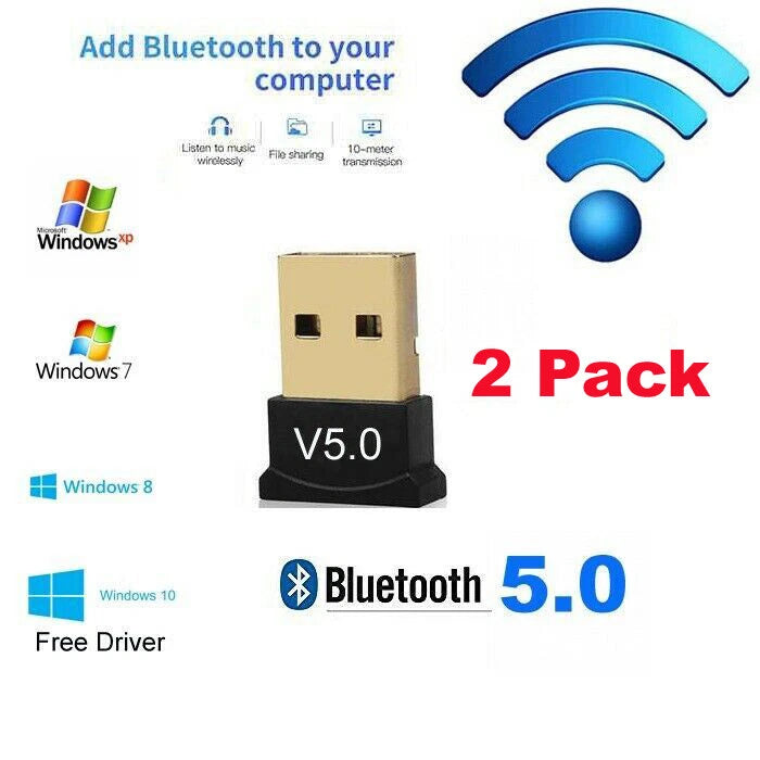 2X USB Bluetooth 5.0 Earbud Speaker Adapter Dongle Receiver