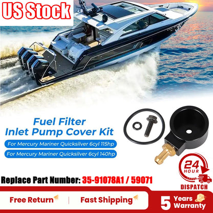 Fuel Filter Inlet Pump Cover for Mercury Mariner 6cyl 115hp 140 (Year Range)