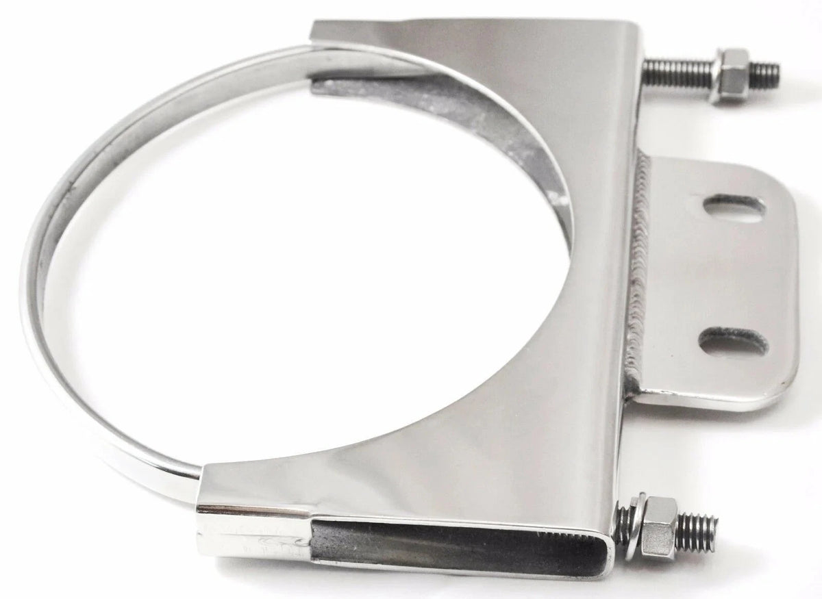U-Bolt Exhaust Bracket for 5” Stack with 1-1/2x3-3/8 Plate, Stainless (21286)