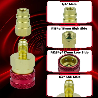 R134a to R1234yf Quick Coupler Adapter for Automotive Refrigerant (0.25 Inch)