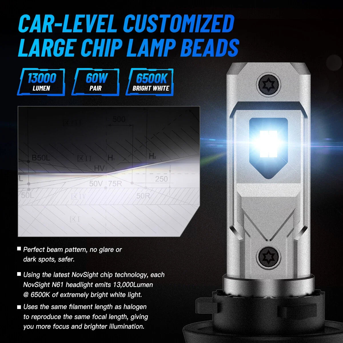 6X 9005 H11 LED Headlight Kit Fog Light Bulbs White 6500K for