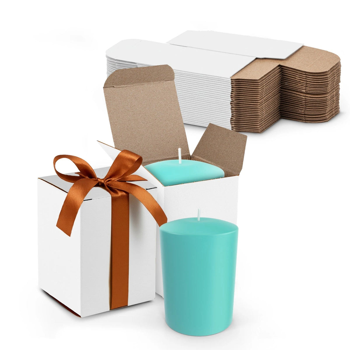 Pack of 500 Tuck Top White Paperboard Gift Boxes 3" x 3" x 4"