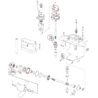 Lower Unit Seal Kit for Johnson Evinrude (Replaces 396351, 0396351, 18-2658)