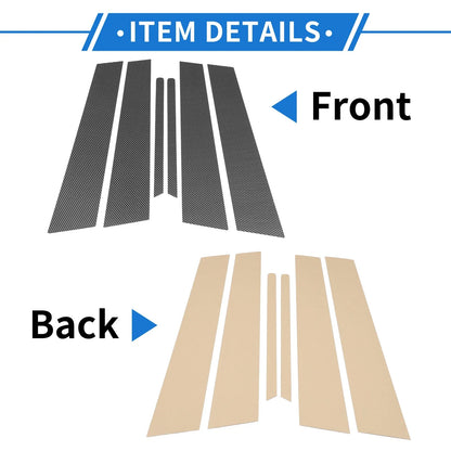 Set of 6 Door Pillar Window Trim for Kia Optima (2011–2015) Carbon Fiber