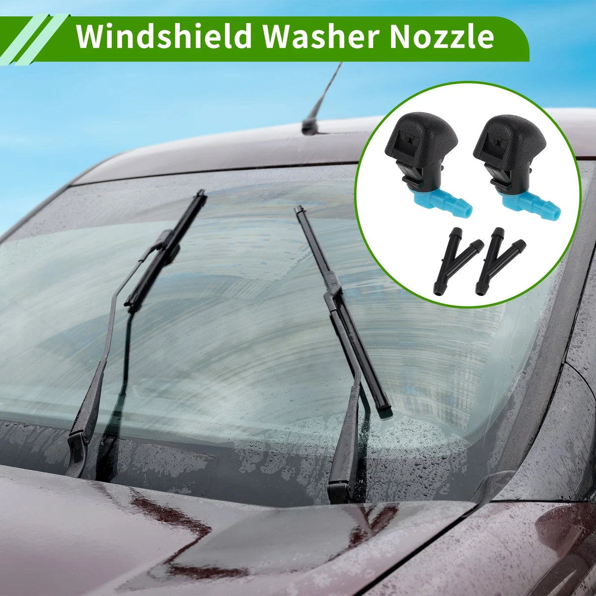 Windshield Washer Nozzle Set of 2 with Y Hose Connector for Honda Odyssey 