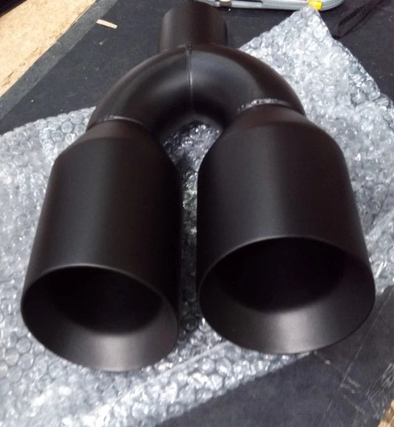 2.5" Quad Dual Wall Staggered 4" Out Bevel Stainless Steel Exhaust Tips