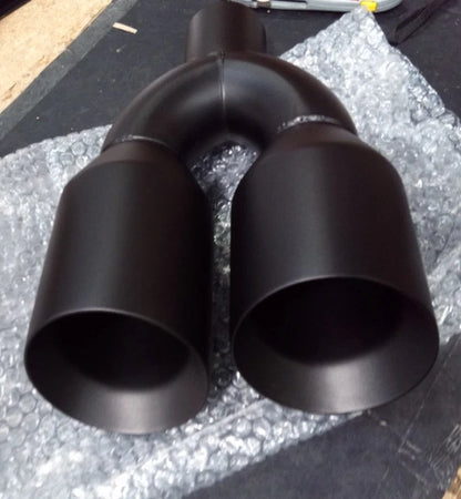 2.5" Quad Dual Wall Staggered 4" Out Bevel Stainless Steel Exhaust Tips
