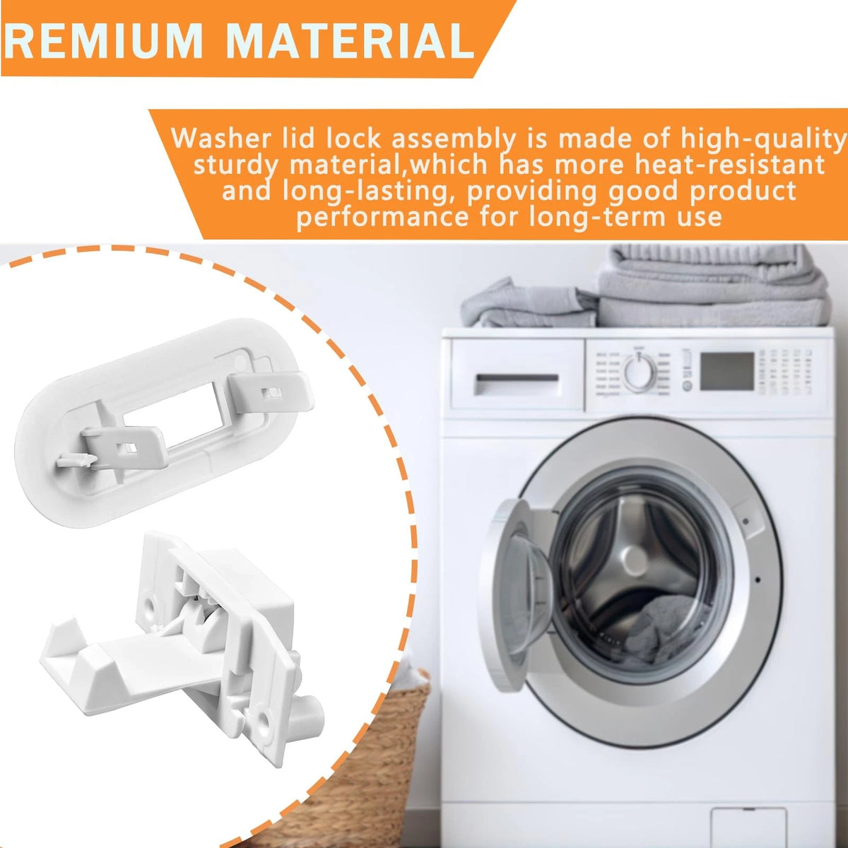 Washer Lid Lock Striker & Bezel for