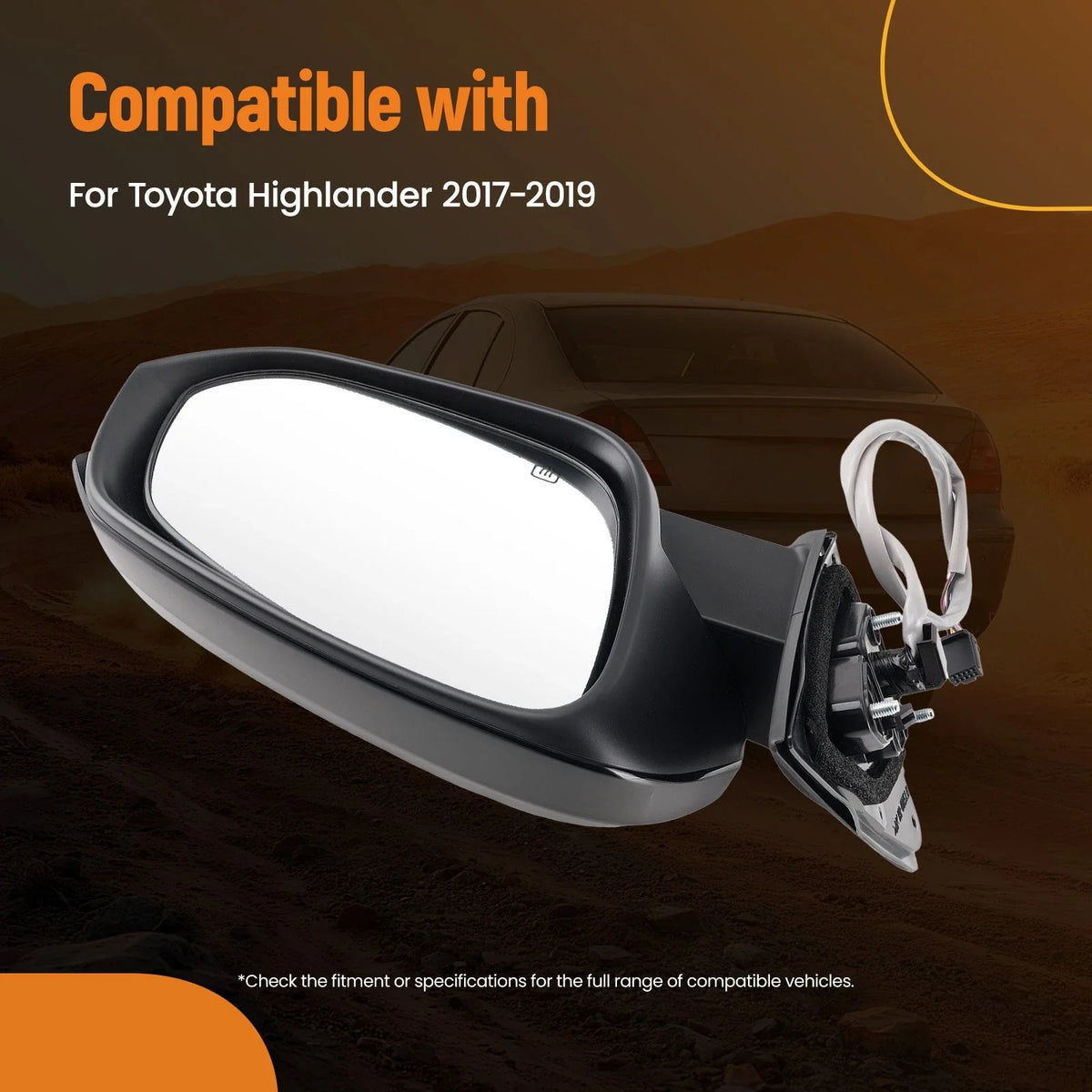 Rear View Mirror for Toyota Highlander (2014–2019) 879100E282 Power Black
