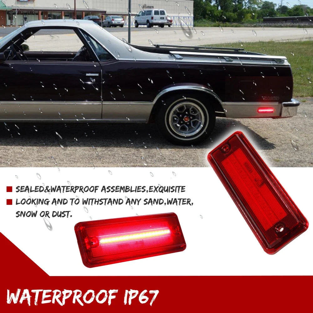 Red Lens Rear Side Marker Reflector Lamps for El Camino, Caballero, Malibu (1978–1987)