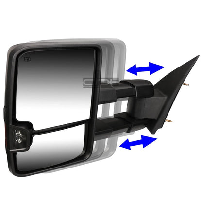 Set of 2 Power Heated LED Signal Light Towing Mirrors for GM K2XX (2014–2017)
