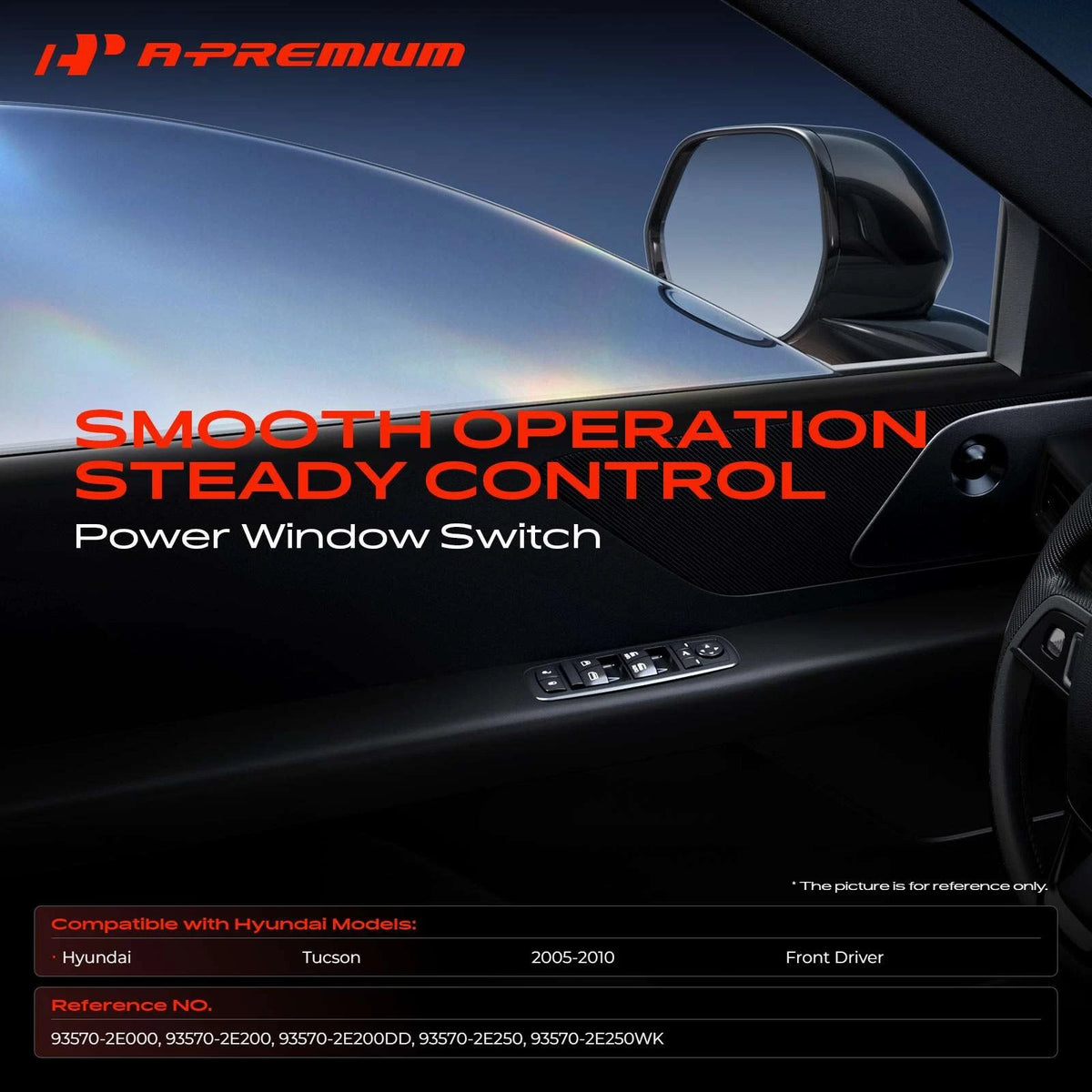 Front Left Power Window Switch for Hyundai Tucson (2005–2010) 93570-2E200, 93570-2E250