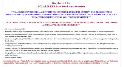 Graphics Kit Decals Stickers for Polaris RZR 800 S (2006–2010)