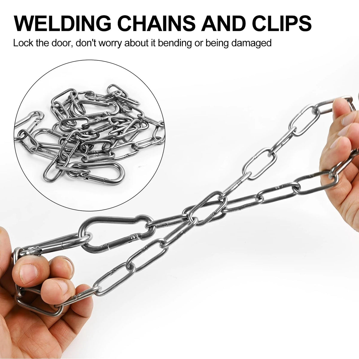 2X Stainless Steel Chains with 4 Carabiners, 25in 550LB
