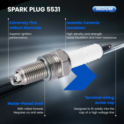 Set of 4 Spark Plugs 5531 for Kawasaki Vulcan 1600 (2003–2008)