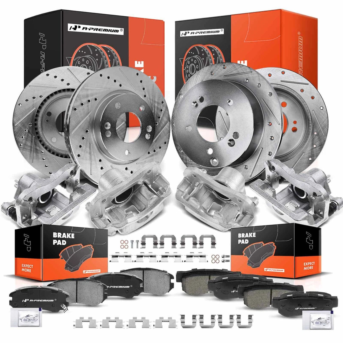 Drilled Brake Rotors & Pads Set for Hyundai Sonata & Kia