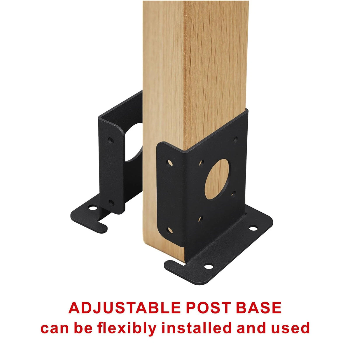 Set of 4 Wood Fence Pergola Post Base Brackets for Black Finish