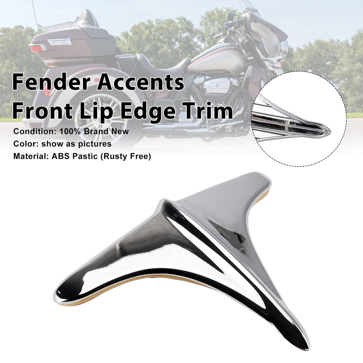 ABS Rear Fender Accents Trim for Harley Street Tri Glide (2009–2023) Chrome