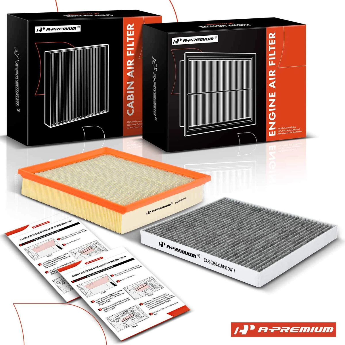 Set of 2 Engine & Cabin Air Filters for Chevy Silverado 1500 Tahoe (2003–2004) CF1046, AF1231, CAF2012