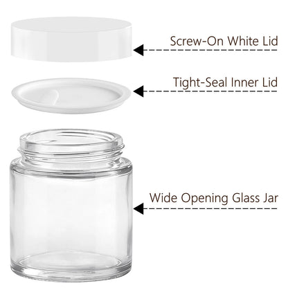 Set of 2 Glass Jars with Lids & Inner Liners, 4 oz