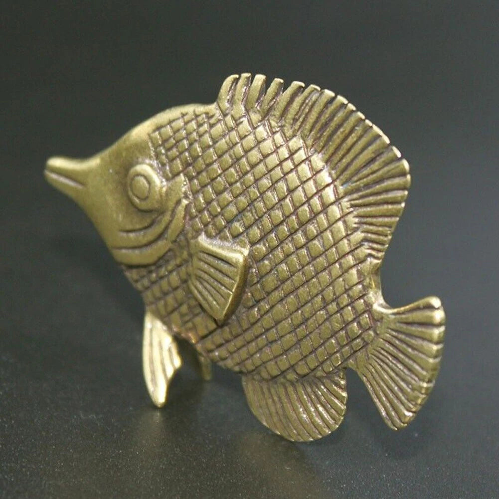 Brass Fish Figurine for Home Office Desktop Decoration