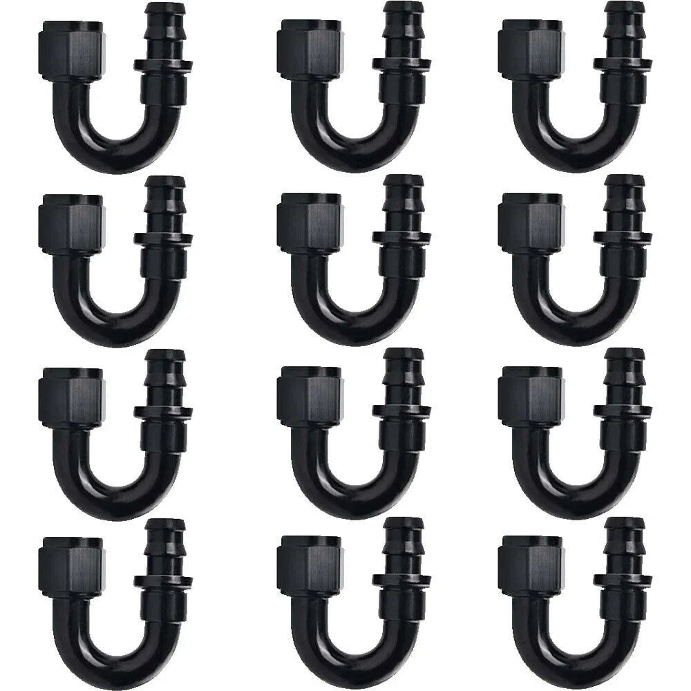 12AN 180° Push-On Hose Fitting Adapter for Oil Fuel Water Air (—)