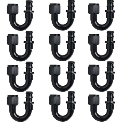 12AN 180° Push-On Hose Fitting Adapter for Oil Fuel Water Air (—)