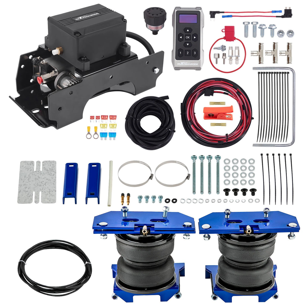 Air Helper Springs + Wireless Compressor Kit for Dodge Ram 2500, 3500 (2003–2010) RHGWO6