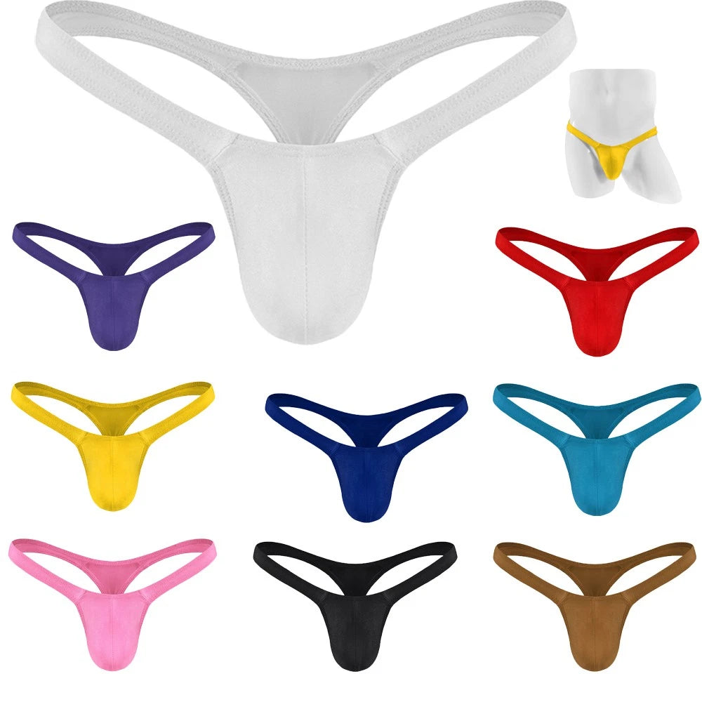 2X Low Rise Thongs for Men - G String Bulge Pouch Bikini Underpants