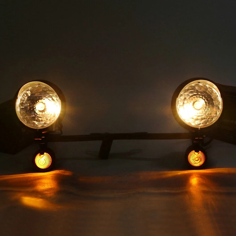 Front Driving Passing Lamp Spot Light Bar Bracket w/Turn Signal for Harley Honda
