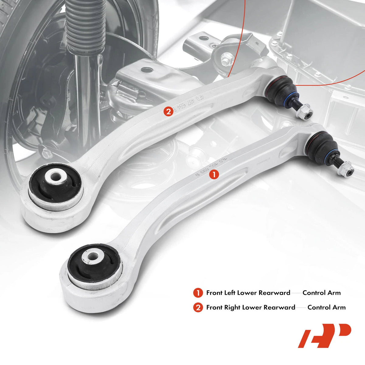 2X Front Lower Rearward Control Arm w/Ball Joint for Audi A6 Quattro (2005–2011) - 4F0407693, 4F0407693B, 4F0407693C, 4F0407693G, 4F0407693H