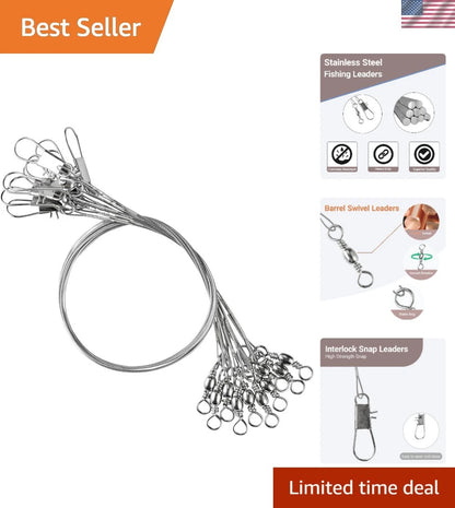 40pcs Swivel Fishing Leaders for Coral, Silver (Wrap Edge)