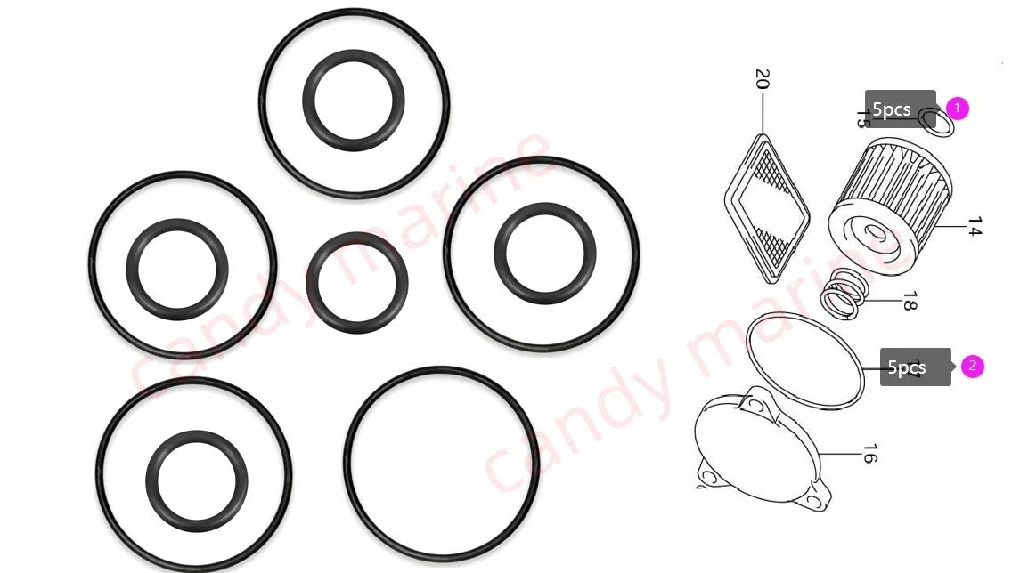 5X Oil Change O-Ring Master Seal Kit for Suzuki (09280-54001, 09280-13004, 09280-60005)