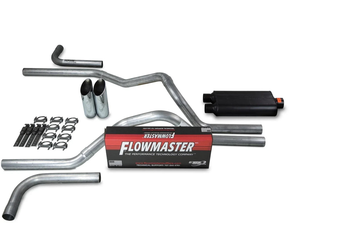 2.5" Dual Exhaust Kit for Dodge Ram 1500 (1994–2003) Flowmaster 50 Slash Tip
