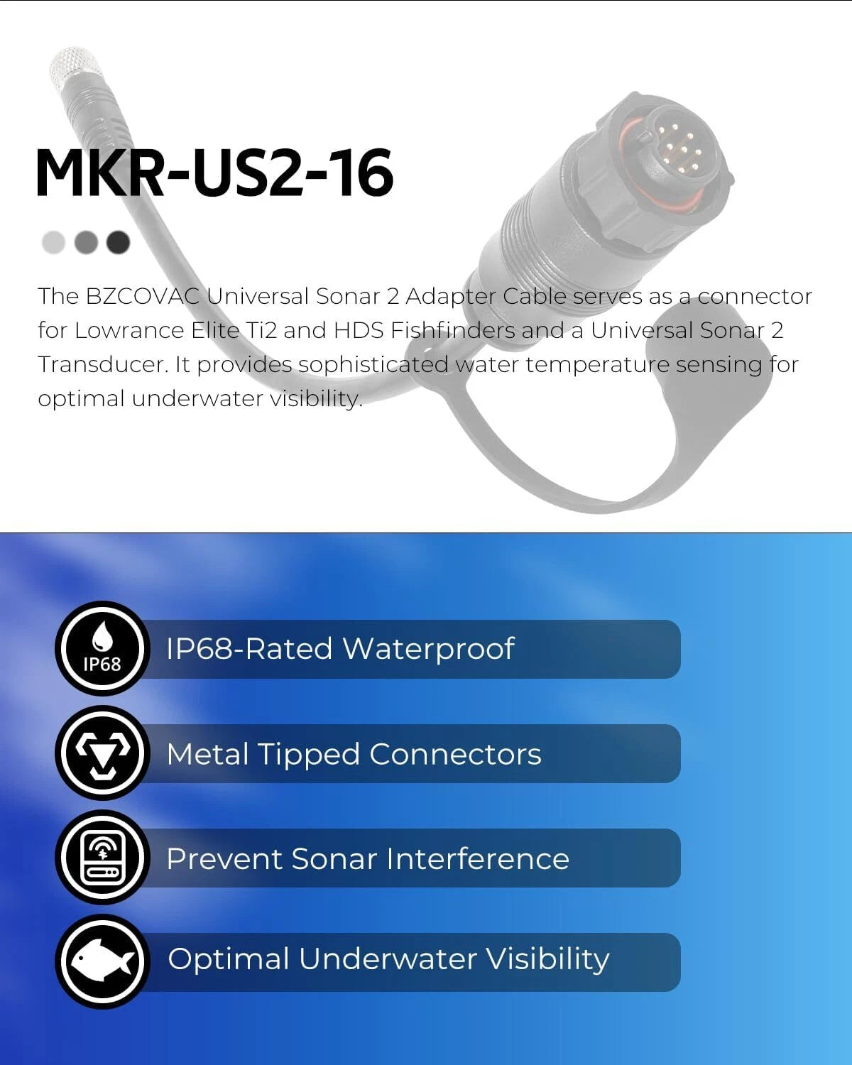MKR-US2-16 Universal Sonar Adapter Cable for Lowrance Elite Ti2 & HDS