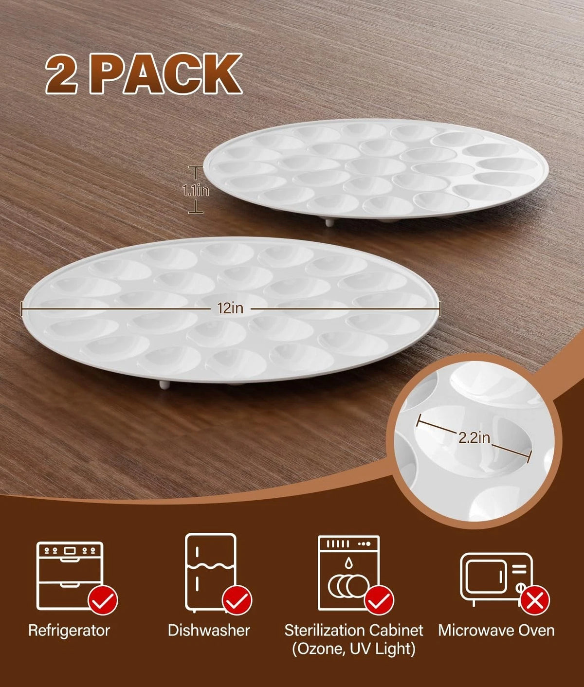 2X Deviled Egg Platter for Portable Serving (12-inch Diameter)