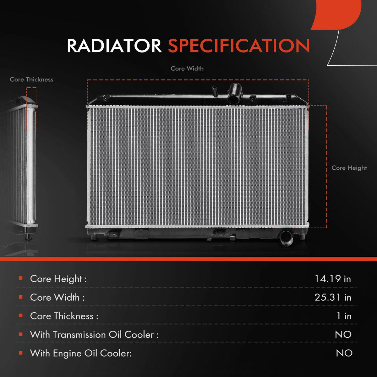 Radiator for Mazda RX-8 (2004–2008) MA3010204, N3H615200D, CU2694