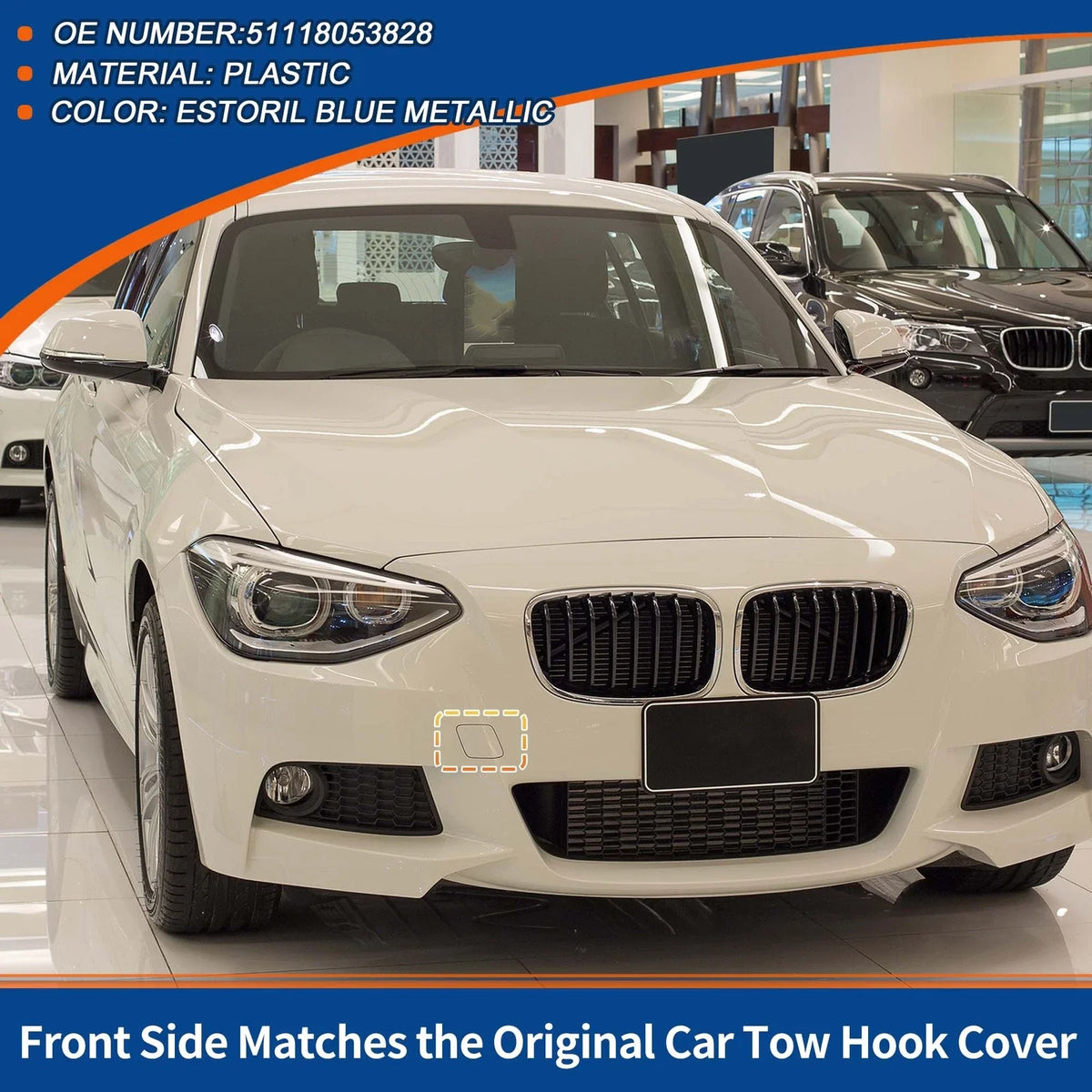 Tow Hook Cover for BMW (2012–2019) No. 51118053828 Estoril Blue Metallic
