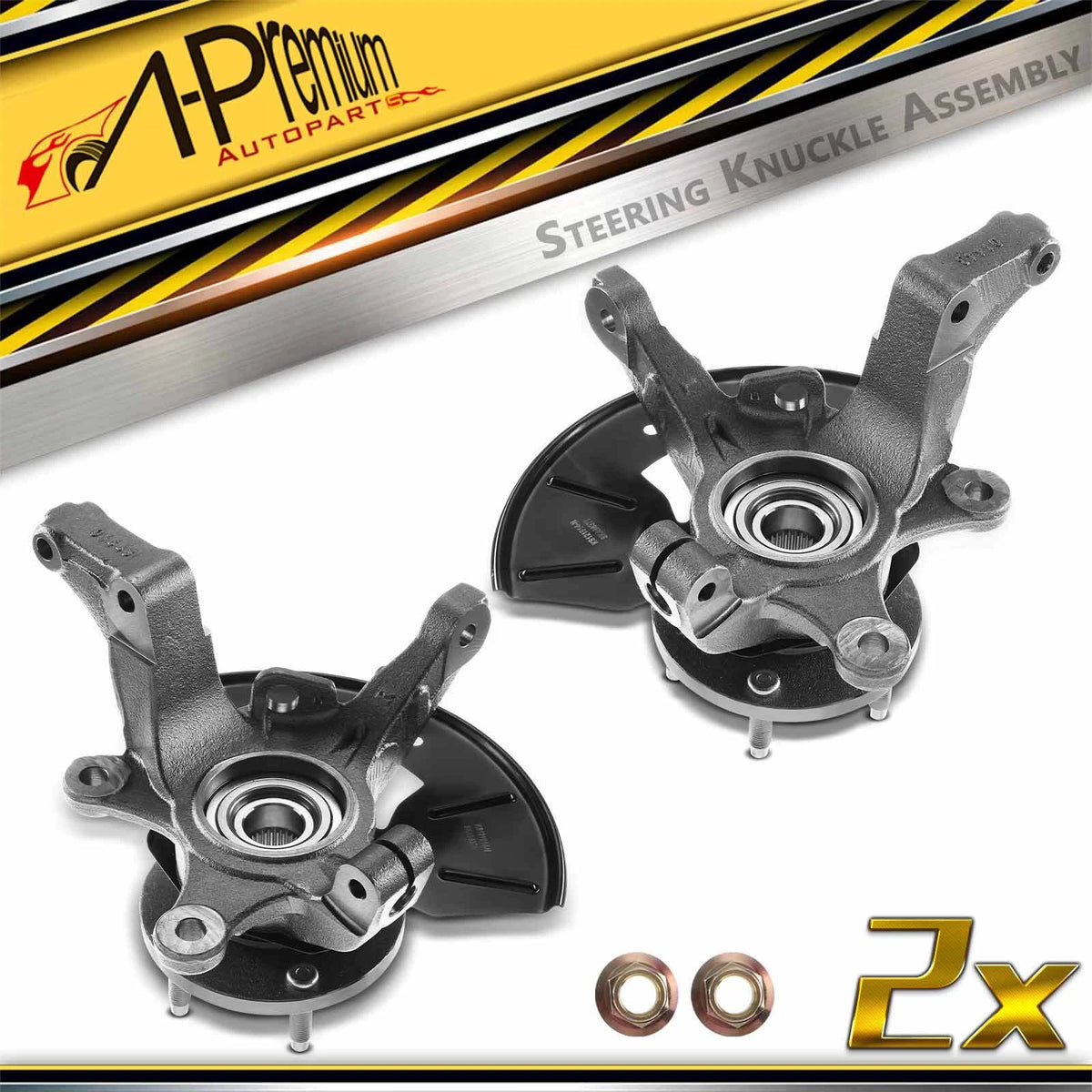 Pair Front Steering Knuckle & Hub Bearing for Ford Escape (2001–2004) - EC0133047, YL8Z-1104-AB, YL8Z-1215-AA
