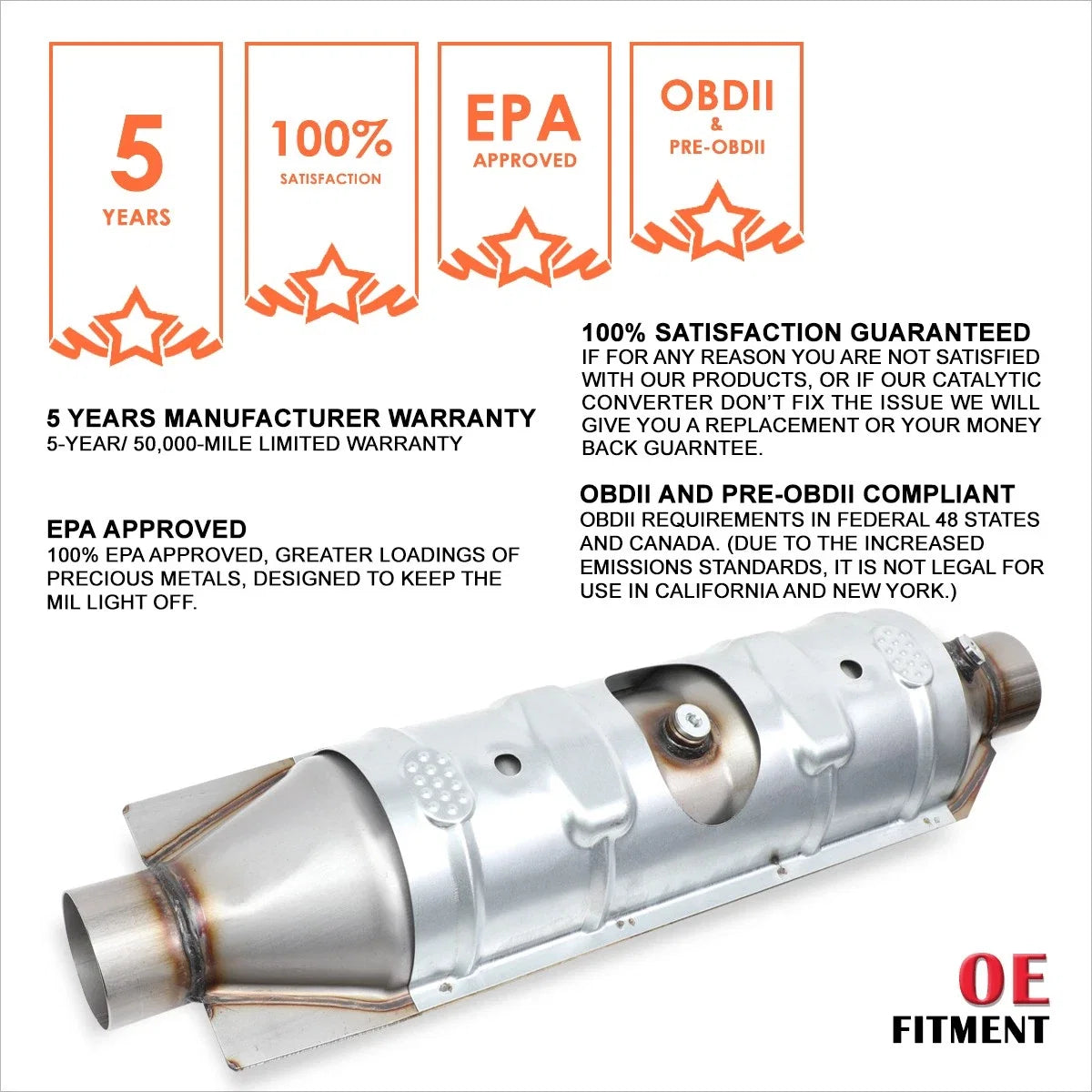 Catalytic Converter Exhaust Pipe for Ford F250/F350/F450/F550 SD (2005–2007)